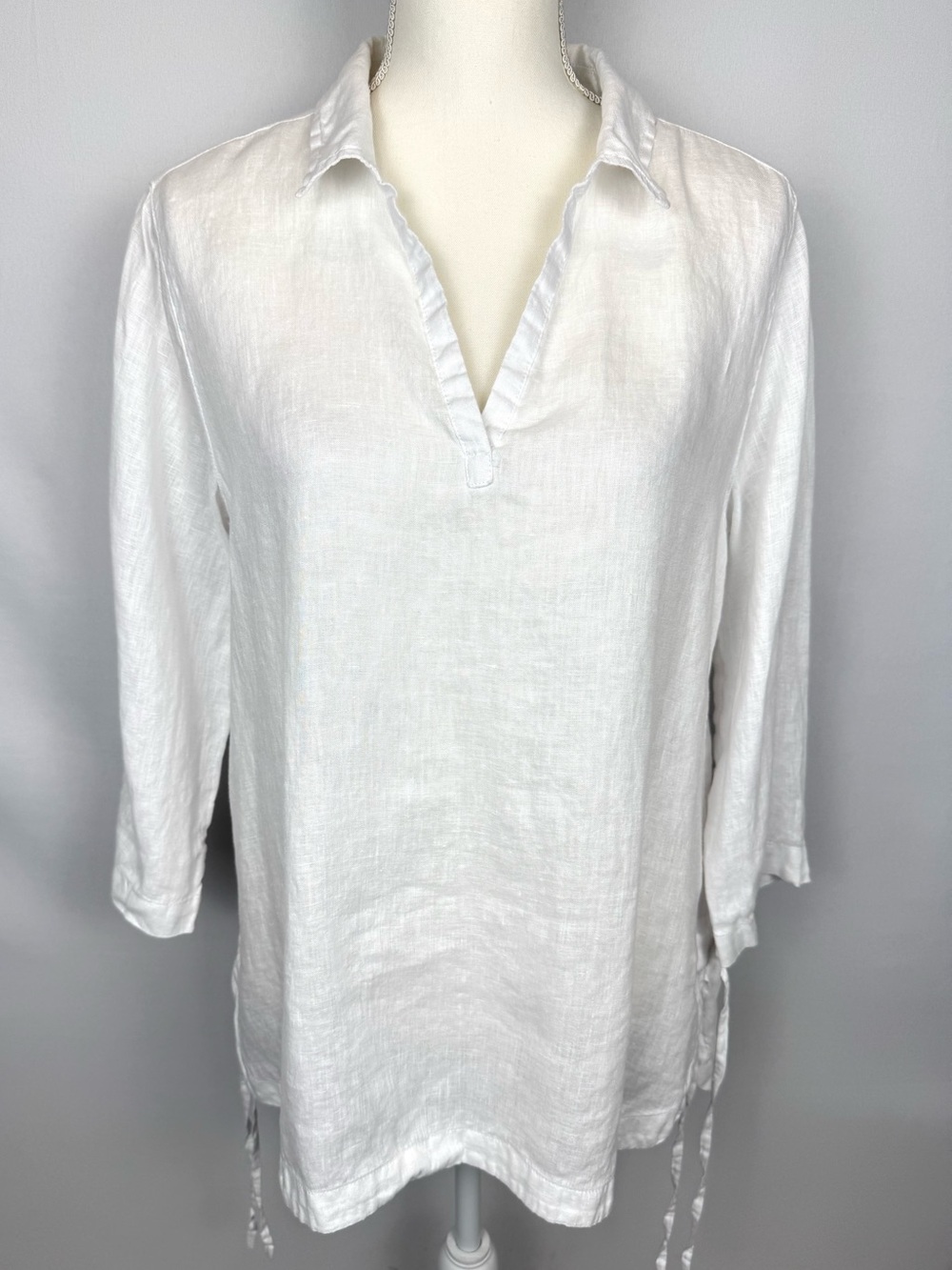 Isaac Mizrahi White Linen Tunic Top Swim Coverup Lightweight Medium Vacation